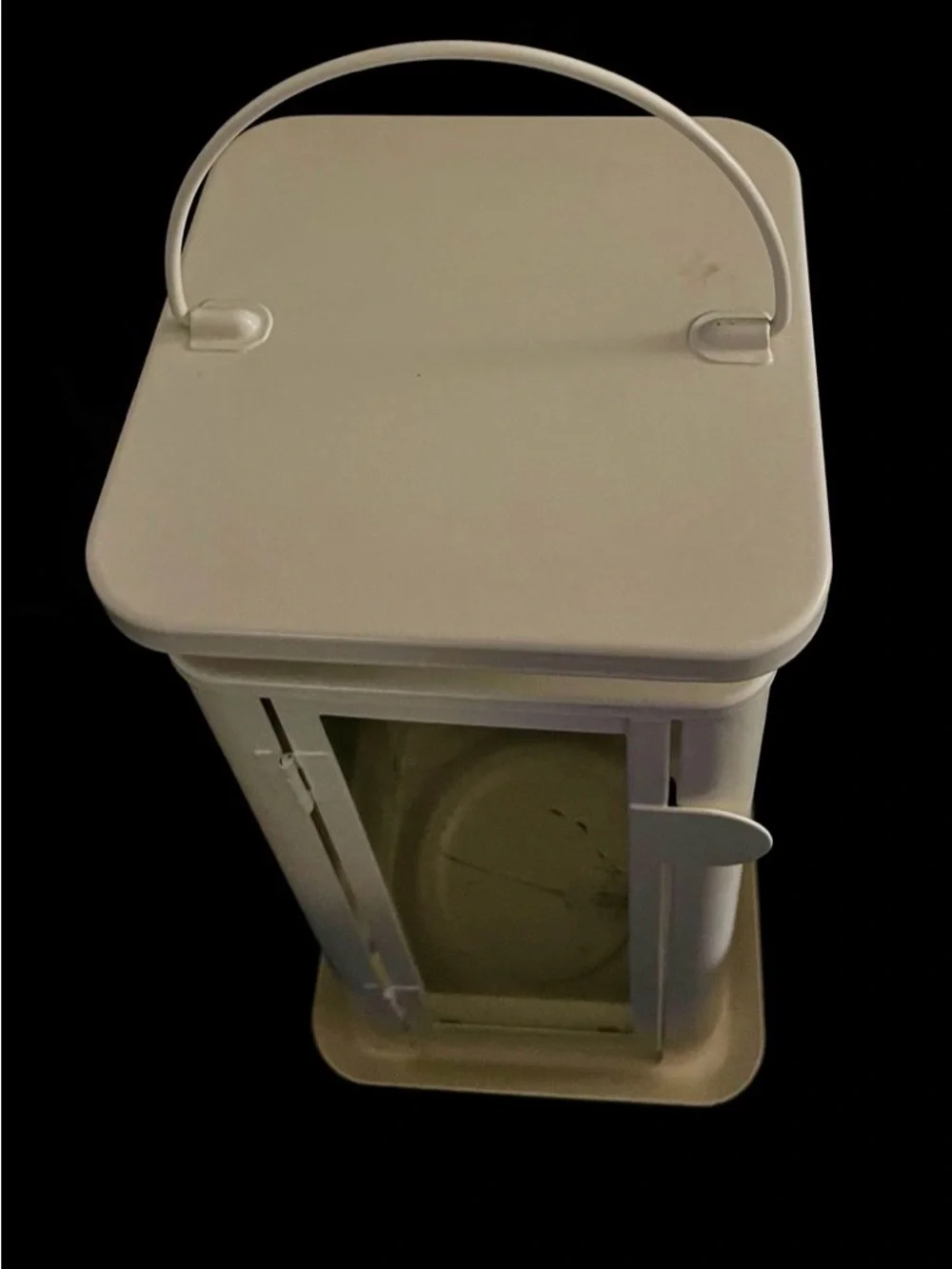 White Metal Lantern with Glass Panels